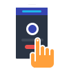 Exultant Digital support icon made up of a hand with finger touching a smartphone screen
